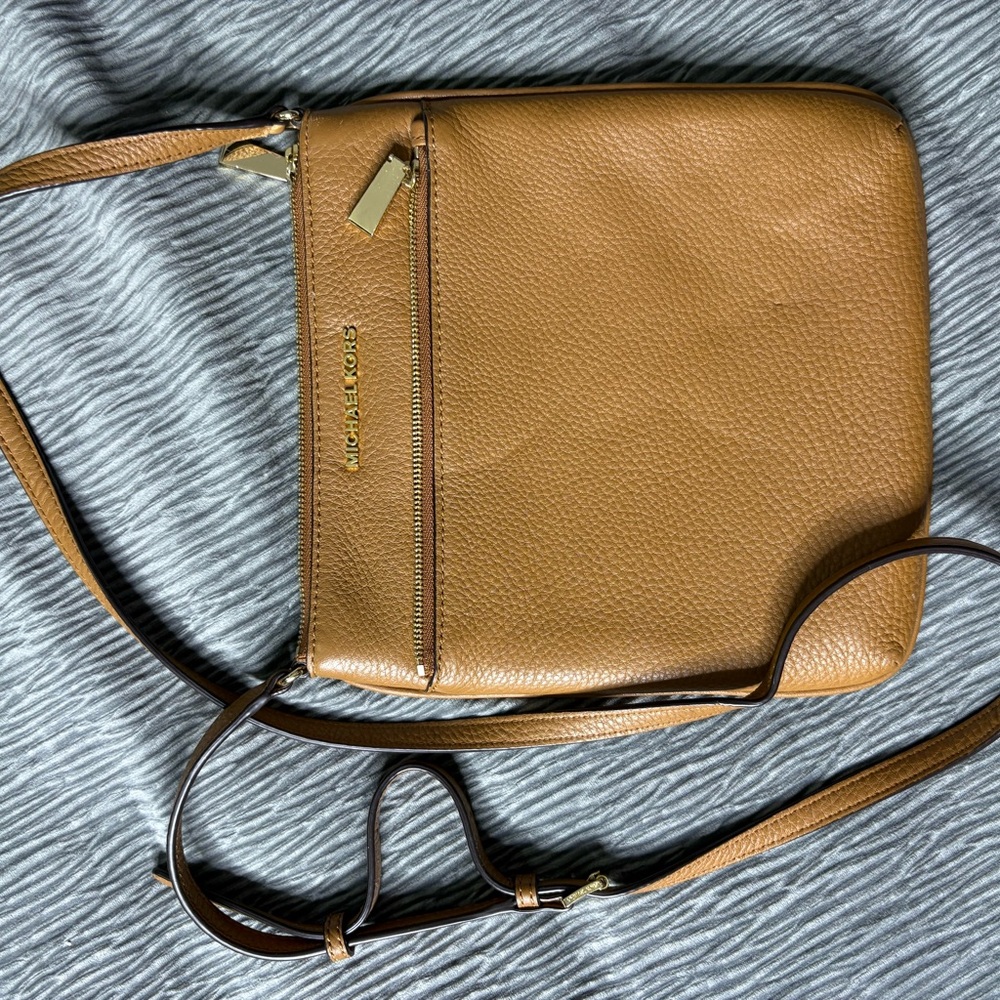 Michael Kors Cognac Pebbled Leather Crossbody Shoulder Bag